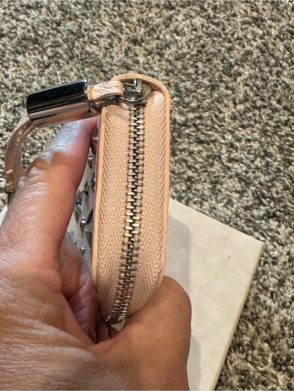 Jimmy Choo Pink Star-Stud Leather Key & Card Holder